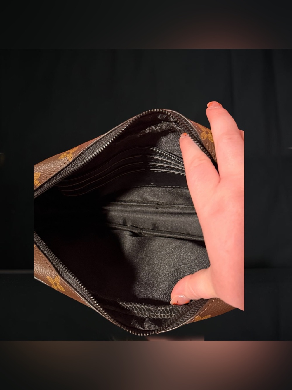 Brown monogram Leather clutch bag - Picture 5 of 5